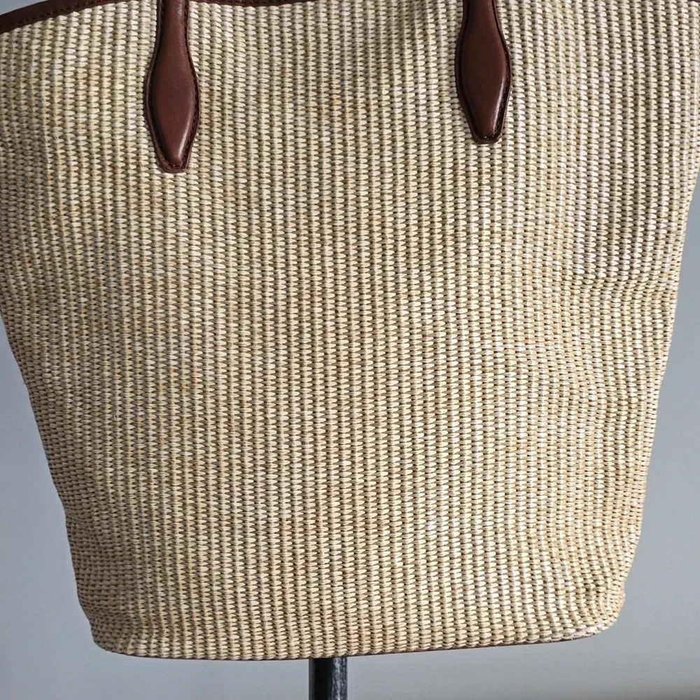 Madewell The Leather-Trimmed Straw Tote In Rustic Twig Multi - Picture 4 of 15